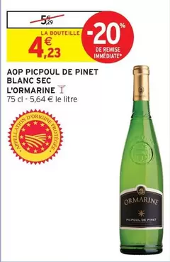 Aop Picpoul De Pinet Blanc Sec offre à 4,23€ sur Intermarché Hyper