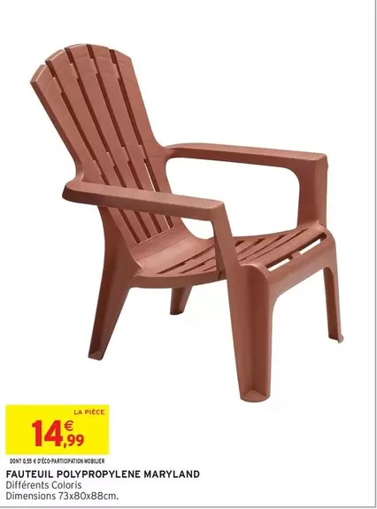 Fauteuil Polypropylene Maryland offre à 14,99€ sur Intermarché Hyper