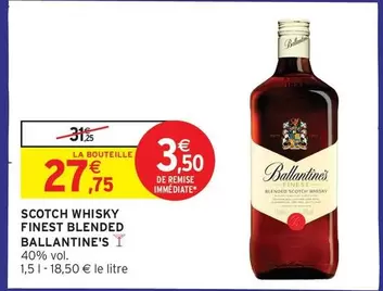 Ballantine's - Scotch Whisky Finest Blended offre à 27,75€ sur Intermarché Hyper
