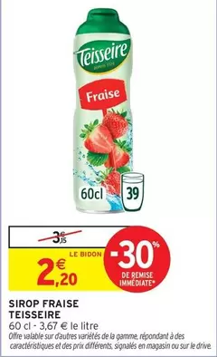 Teisseire - Sirop Fraise offre à 2,2€ sur Intermarché Hyper