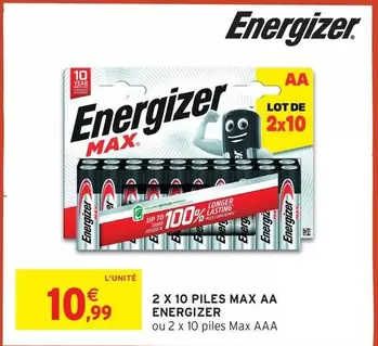 Energizer - Piles Max Aaa offre à 10,99€ sur Intermarché Hyper
