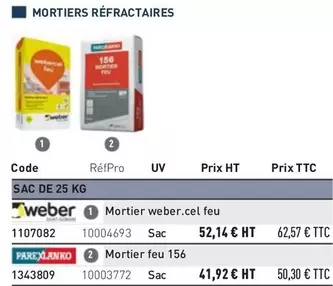 Mortiers Réfractaires  offre à 62,57€ sur Point P