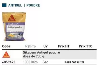 Sika - Antigel | Poudre offre sur Point P