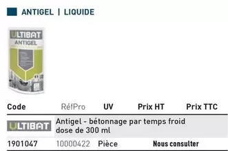 Ultibat - Antigel | Liquide offre sur Point P