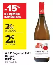 A.o.p. Sagardoa Cidre Basque offre à 2,54€ sur Carrefour City
