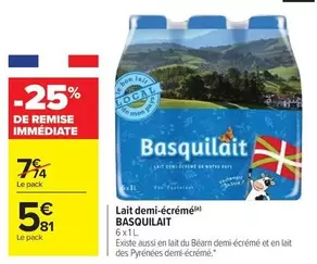 Lait Demi-écrémé offre à 5,81€ sur Carrefour City