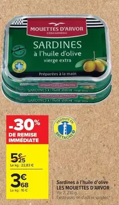 Mouettes D'Arvor - Sardines À L'huile D'olive offre à 3,68€ sur Carrefour Drive