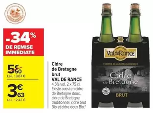 Val de Rance - Cidre De Bretagne Brut offre à 3,63€ sur Carrefour Drive