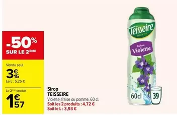 Teisseire - Sirop offre à 3,15€ sur Carrefour Drive