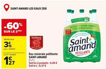 Saint Amand - Eau Minérale Pétillante offre à 3,18€ sur Carrefour Drive