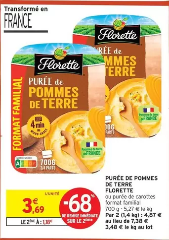 Florette - Purée De Pommes De Terre offre à 3,69€ sur Intermarché Express