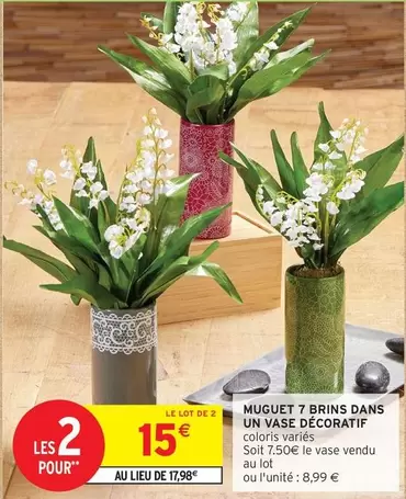 Muguet 7 Brins Dans Un Vase Decoratif offre à 15€ sur Intermarché Express
