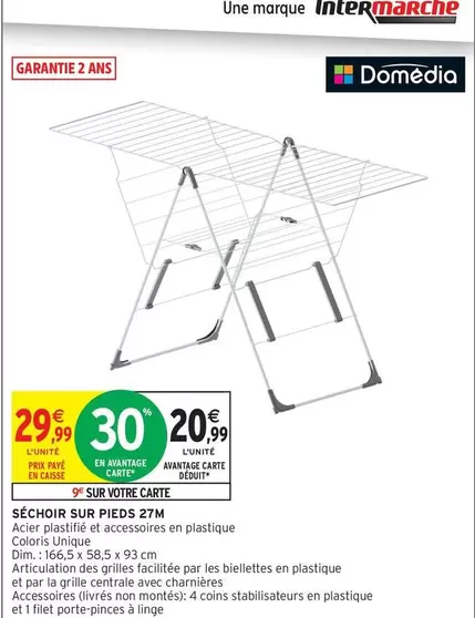 Domédia - Séchoir Sur Pieds 27m offre à 20,99€ sur Intermarché Contact
