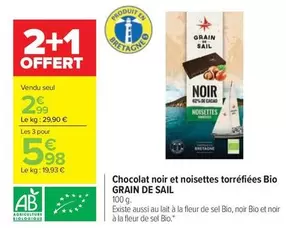Chocolat Noir Et Noisettes Torréfiées Bio offre à 2,99€ sur Carrefour Express