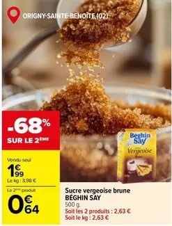 Beghin Say - Sucre Vergeoise Brune offre à 1,99€ sur Carrefour Express