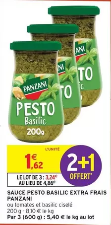 Panzani - Sauce Pesto Basilic Extra Frais offre à 1,62€ sur Intermarché