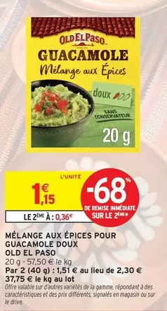 Old El Paso - Mélange Aux Épices Pour Guacamole Doux offre à 1,15€ sur Intermarché