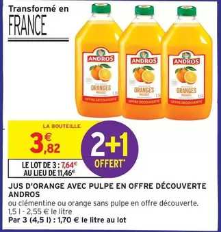 Andros - Jus D'orange Avec Pulpe En Offre Découverte offre à 3,82€ sur Intermarché