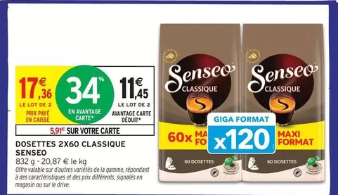 Senseo - Dosettes Classique offre à 17,36€ sur Intermarché