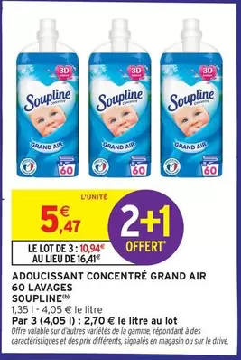 Soupline - Adoucissant Concentré Grand Air 60 Lavages offre à 5,47€ sur Intermarché