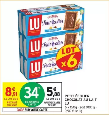 Lu - Petit Écolier Chocolat Au Lait offre à 8,91€ sur Intermarché