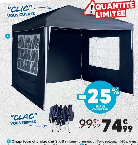 Chapiteau Clic Clac Uni  offre à 74,99€ sur Shopix