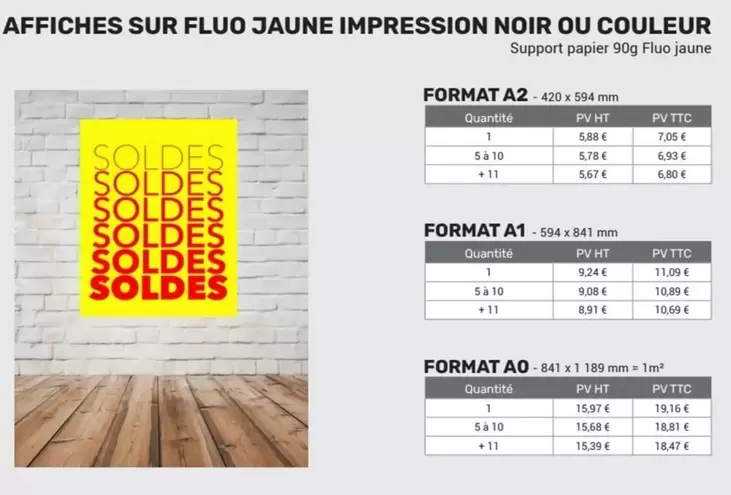 Affiches Sur Fluo Jaune Impression Noir Ou Couleur offre à 7,05€ sur Office Depot