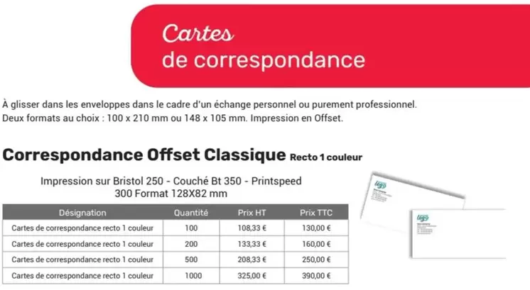 Cartes De Correspondance offre à 130€ sur Office Depot