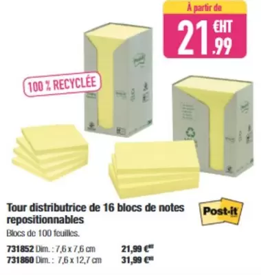 Tour Distributrice De 16 Blocs De Notes Repositionables offre à 21,99€ sur Calipage