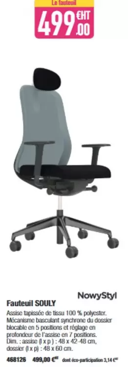 Nowystyl - Fauteuil Souly offre à 499€ sur Calipage