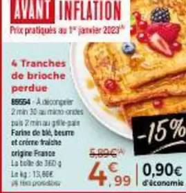 4 Tranches De Brioche Perdue offre à 4,99€ sur Maison Thiriet