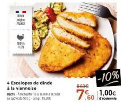 4 Escalopes De Dinde À La Viennoise offre à 7,6€ sur Maison Thiriet