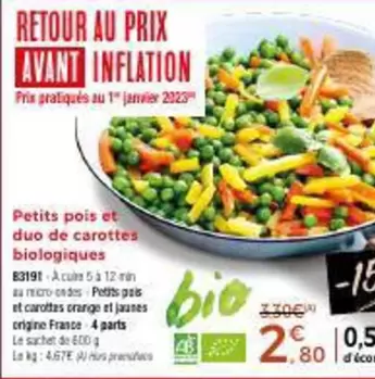 Petits Pois Et Duo De Carottes Biologiques offre à 2,8€ sur Maison Thiriet