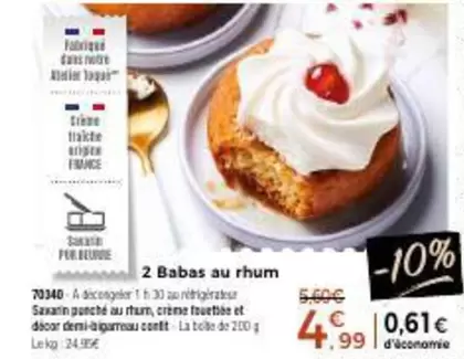 2 Babas Au Rhum offre à 4,99€ sur Maison Thiriet