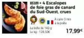 Escalopes De Foie Gras De Canard Du Sud-Ouest, Crues offre à 17,99€ sur Maison Thiriet