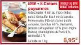 8 Crepes Paysannes offre à 8,95€ sur Maison Thiriet