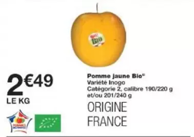 Pomme Jaune Bio offre à 2,49€ sur Monoprix