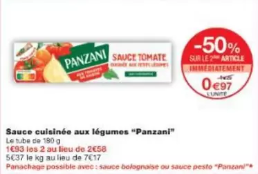 Panzani - Sauce Cuisinée Aux Légumes offre à 0,97€ sur Monoprix