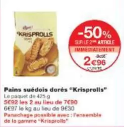 Krisprolls - Pains Suédois Dorés "krisprolls" offre à 2,96€ sur Monoprix