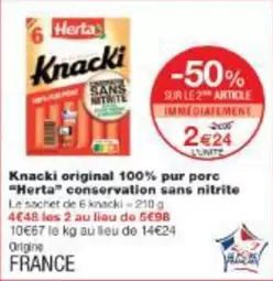 Herta - Knacki Original Pur Porc offre à 2,24€ sur Monoprix