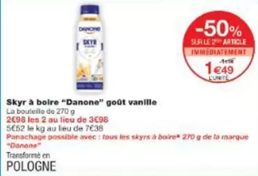 Danone - Skyr À Boire "danone" Goût Vanille offre à 1,49€ sur Monoprix