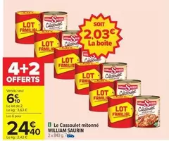 William Saurin - Le Cassoulet Mitonné offre à 6,1€ sur Carrefour Contact
