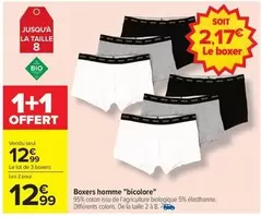 Boxers Homme "bicolore" offre à 12,99€ sur Carrefour Contact