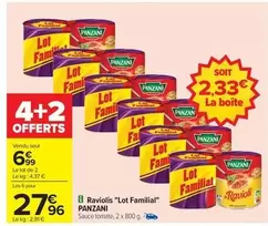 Panzani - Raviolis "lot Familial" offre à 6,99€ sur Carrefour City