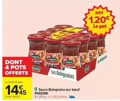 Panzani - Sauce Bolognaise Pur Boeuf offre à 14,45€ sur Carrefour City