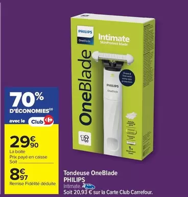 Philips - Tondeuse Oneblade offre à 29,9€ sur Carrefour Market