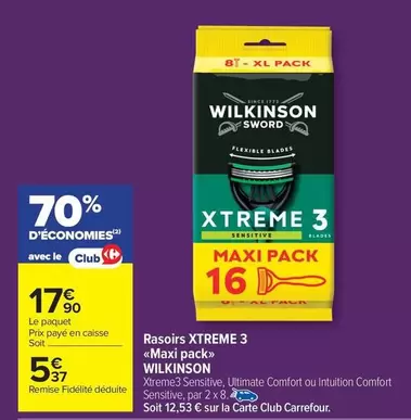 Wilkinson - Rasoirs Xtreme 3 Maxi Pack offre à 17,9€ sur Carrefour Market
