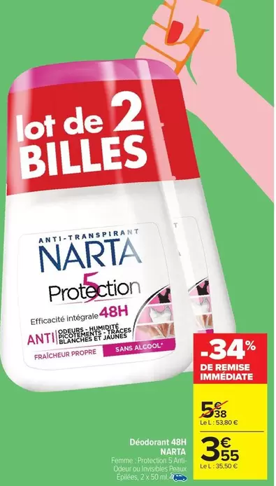 Narta - Déodorant A451 offre à 3,55€ sur Carrefour Market