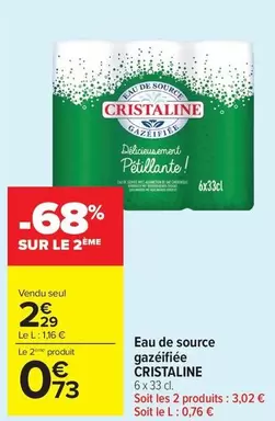 Cristaline - Eau De Source Gazéifiée offre à 2,29€ sur Carrefour Market