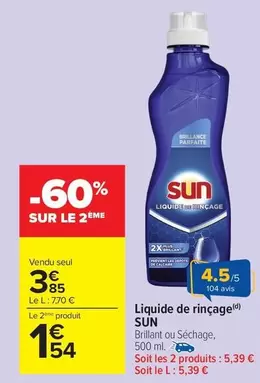 Sun - Liquide De Rinçage offre à 3,85€ sur Carrefour Market